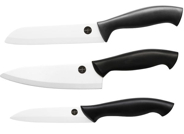 Sett med 3 keramiske kokkekniver