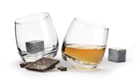 Gavesett med whiskeyglass og whiskeysteiner